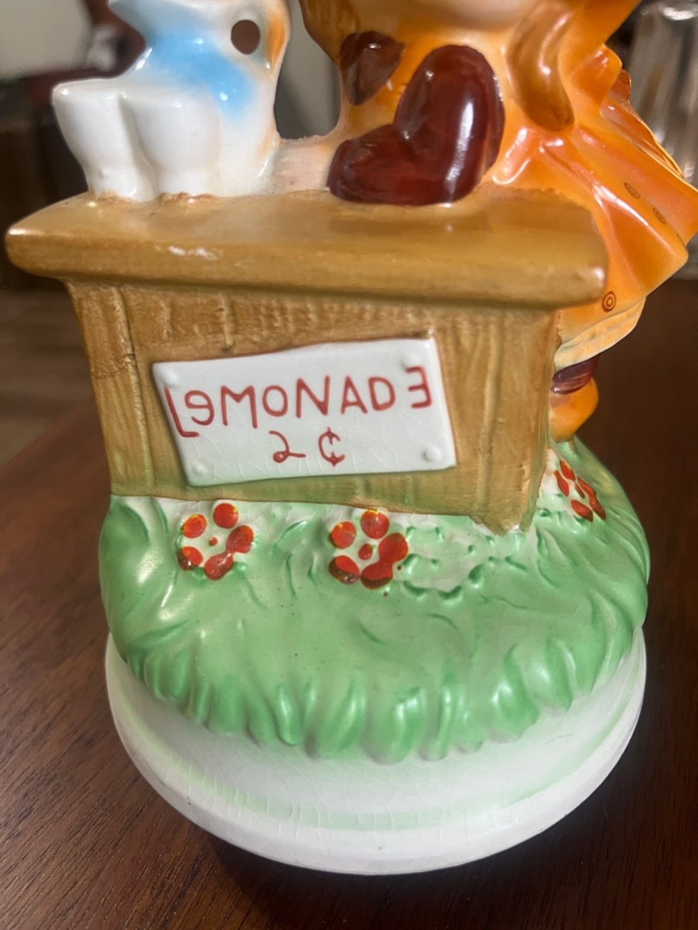 Hand-Painted Ceramic Girl Figurine with Orange Bonnet Music 🎶 Box - Picture 8 of 10